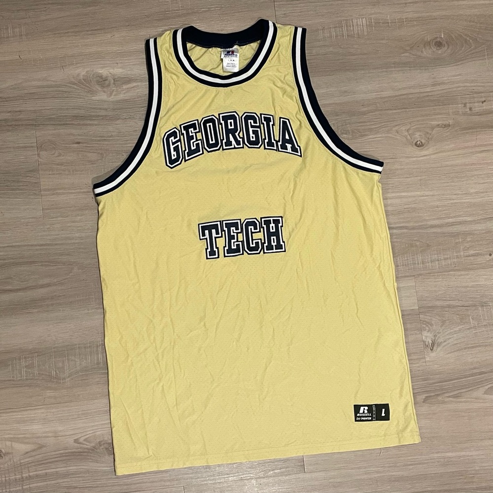 Vintage Russell Athletic Georgia Tech Yellow Jackets Basketball Jersey Gold